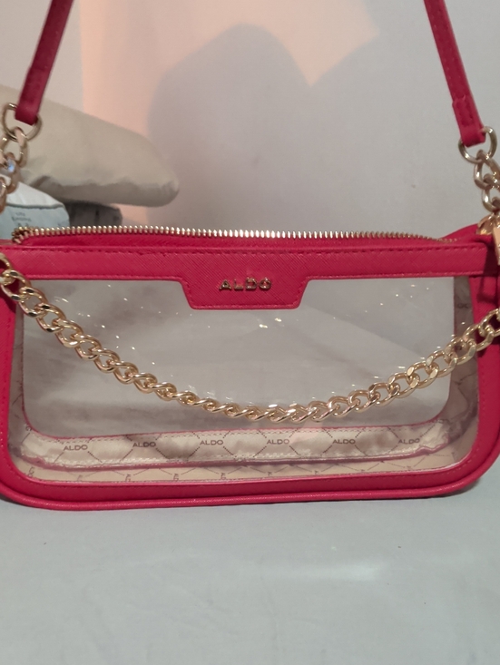 Aldo Handbags - ALDO Red Clear Shoulder Bag with Gold Chain